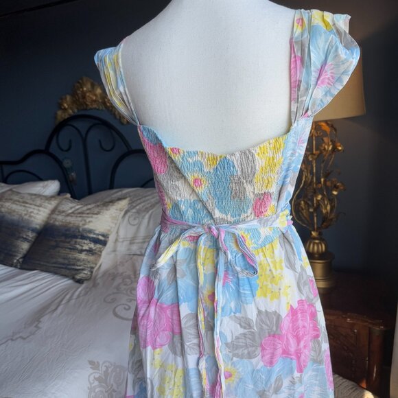 Vintage 90s Pastel Floral Sun Dress - Picture 7 of 10